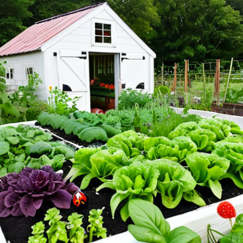 **Image:** A lush, thriving vegetable garden at a micro-farm. Focus on the diversity of plants, showcasing companion planting techniques with herbs interspersed amongst the vegetables. Close-ups of healthy vegetables and fruits, emphasizing natural pest control (e.g., ladybugs on plants). Background: a charming farmhouse and a composting area. Style: Vibrant, natural light photography, with a focus on detail.